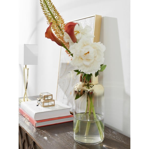 Ar rokām pūsta stikla vāze zelta krāsā Westwing Collection Uma, augstums 35 cm-image-1