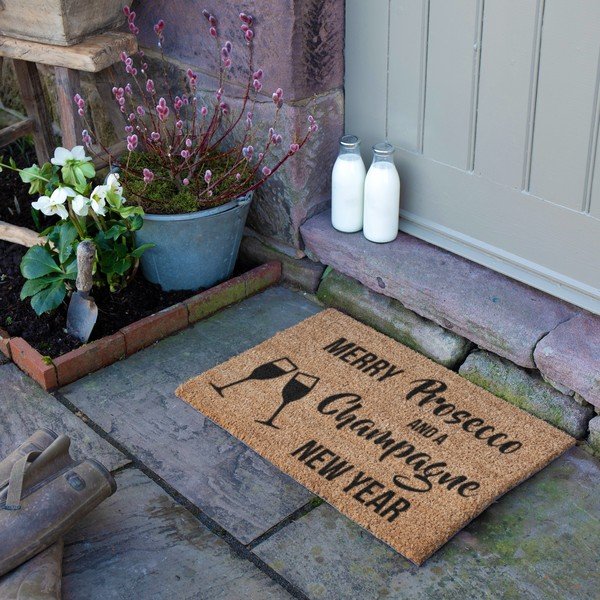Kokosšķiedras kājslauķis ar Ziemassvētku motīvu 40x60 cm Champagne New Year – Artsy Doormats-image-3