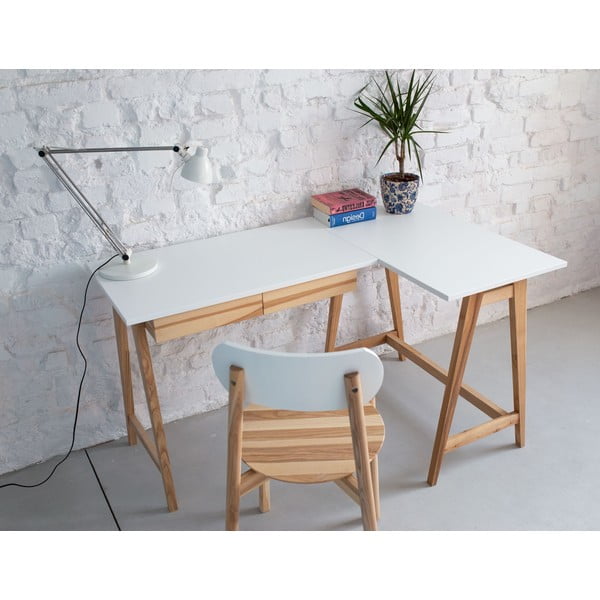 Darba galds ar baltu virsmu 85x135 cm Luka - Ragaba-image-1