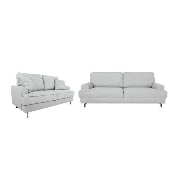 Kooko Home Rumba trīsvietīgs un divvietīgs dīvānu komplekts pelēkā un baltā krāsā