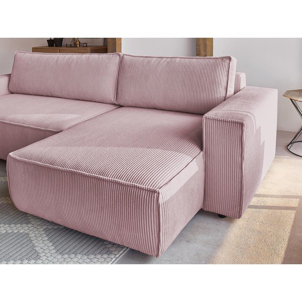 Gaiši rozā velveta salokāms stūra dīvāns (ar maināmu stūri) Nihad – Bobochic Paris-image-1