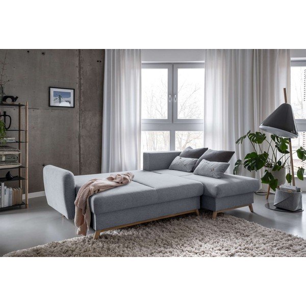 Gaiši pelēks izlaižams stūra dīvāns Miuform Scandic Lagom, labais stūris-image-4