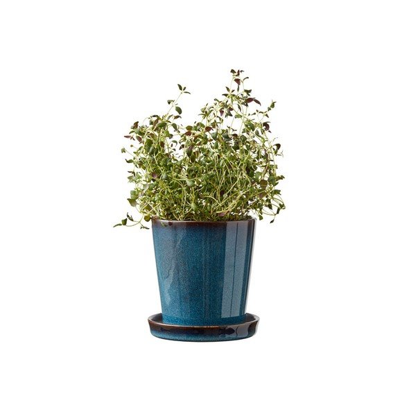 Akmensmasas puķu poda apvalks ø 10 cm Gastro Dark Blue/Black – Bitz-image-1