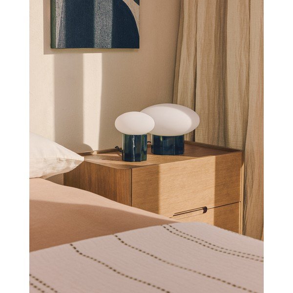 Balta/melna metāla galda lampa ar stikla abažūru (augstums 20 cm) Idela – Kave Home-image-2