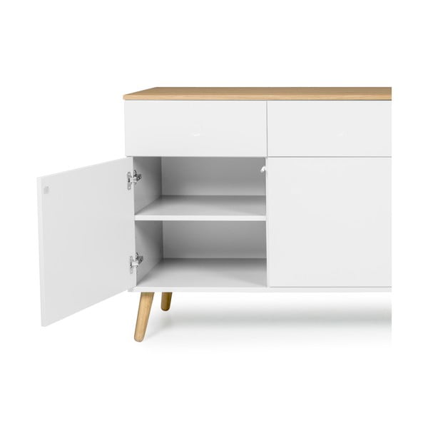 Balta kumode ar ozolkoka kājām Tenzo Dot-image-3