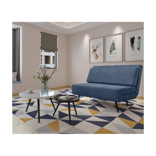 Zils velveta salokāms dīvāns 140 cm Mallory – Støraa-image-3