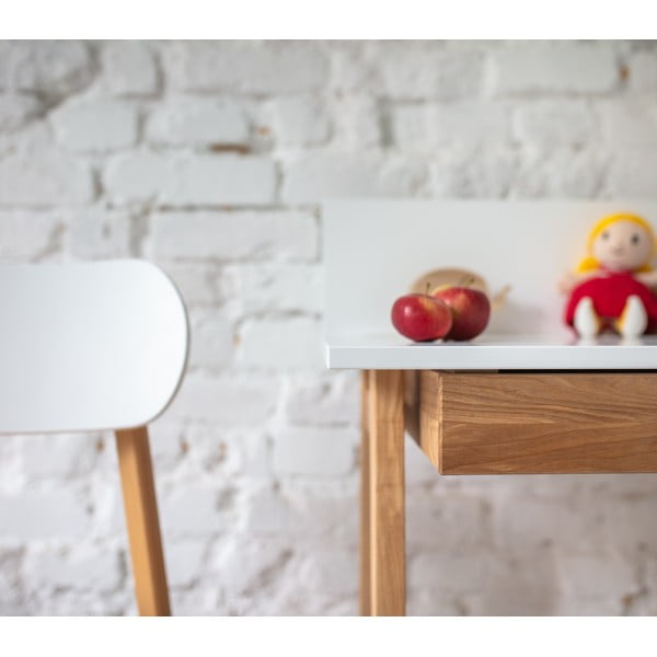Balts rakstāmgalds ar oša koka pamatni Ragaba Luka, garums 65 cm-image-3