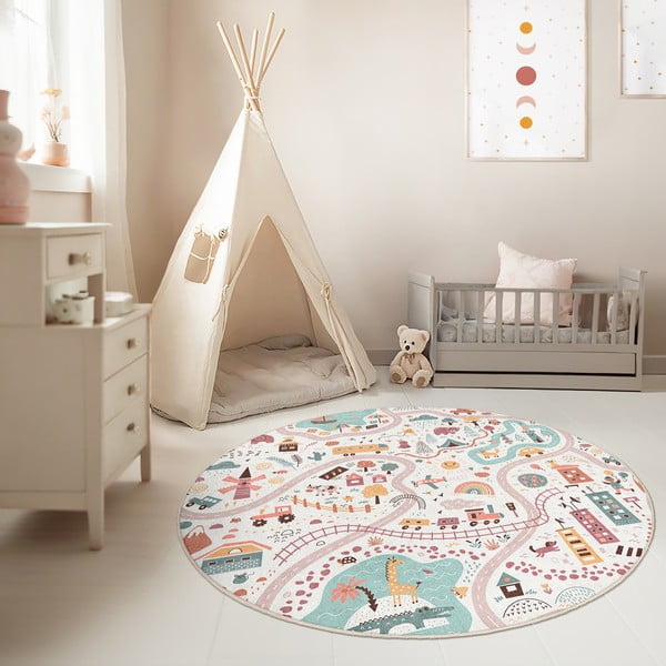 Mazgājams bērnu rotaļu paklājs ø150 cm Furry World – Mila Home-image-2