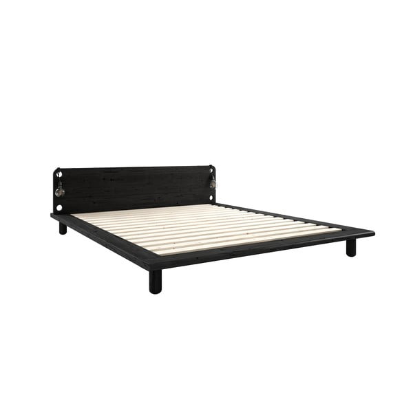 Melna divguļamā gulta no priedes koka ar režģi 180x200 cm Peek – Karup Design