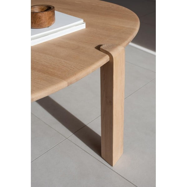 Dabīga toņa ozola masīvkoka apaļš žurnālgaldiņš ø 100 cm Kulin – Gazzda-image-2