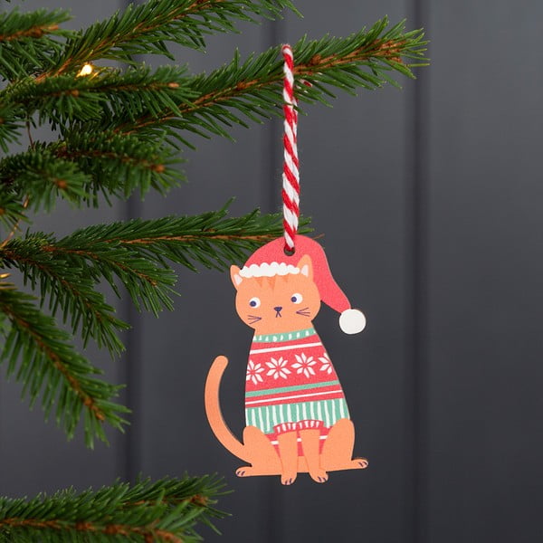 Koka Ziemassvētku eglītes rotājums 5 cm Ginger Cat – Rex London-image-1