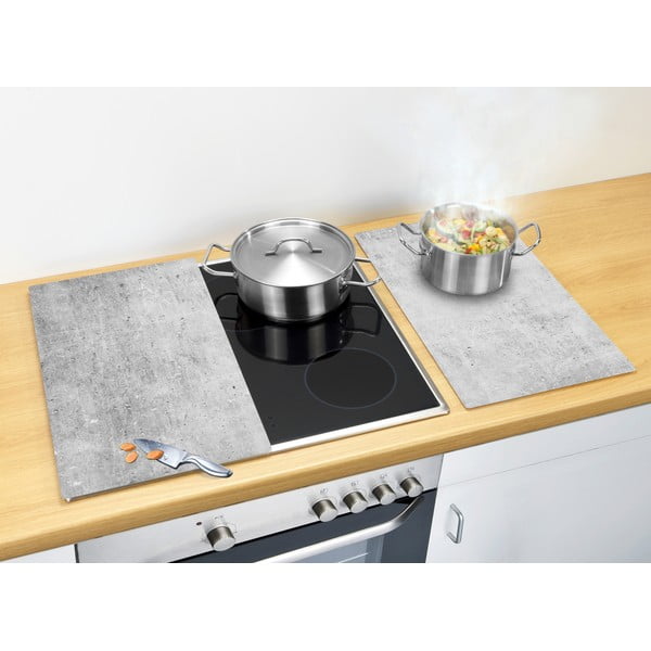 Plīts aizsargplāksnes no rūdīta stikla (2 gab.) 52x30 cm Concrete – Allstar-image-1