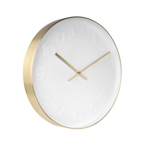 Balts sienas pulkstenis ar zelta detaļām Karlsson Mr. White, ⌀ 51 cm-image-1