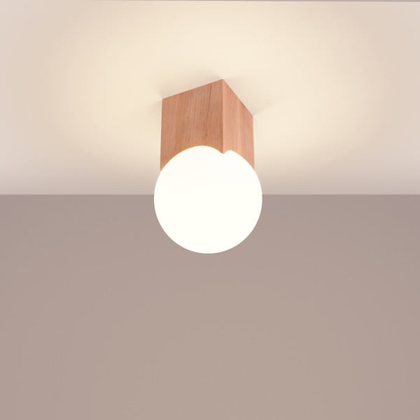 Dabīga toņa griestu lampa ar stikla abažūru 12x12 cm Rayer – Sollux-image-2