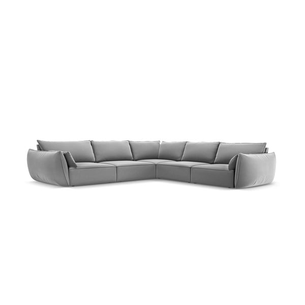 Gaiši pelēks samta stūra dīvāns Vanda – Mazzini Sofas-image-2