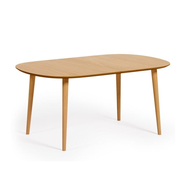 Dabīga toņa apaļš izvelkams ēdamgalds ar ozolkoka imitāciju ø 160 cm Oqui – Kave Home