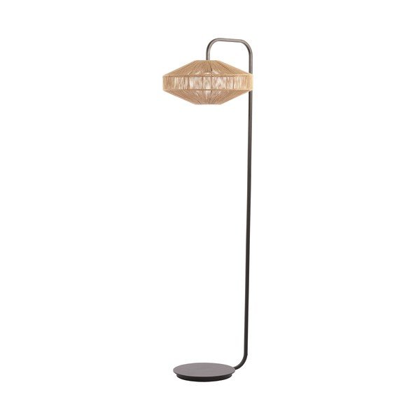 Matēti melna/dabīga toņa stāvlampa ar auduma abažūru (augstums 164 cm) Lyra – Light & Living-image-2