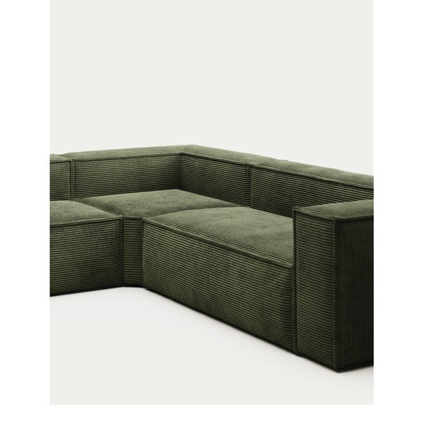 Zaļš velveta stūra dīvāns Blok – Kave Home-image-1