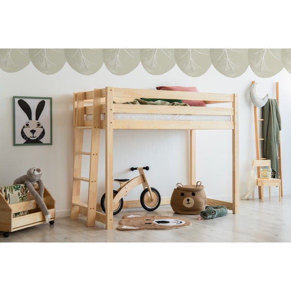 Paaugstināta bērnu gulta no priedes koka 70x160 cm CLPBA – Adeko-image-1
