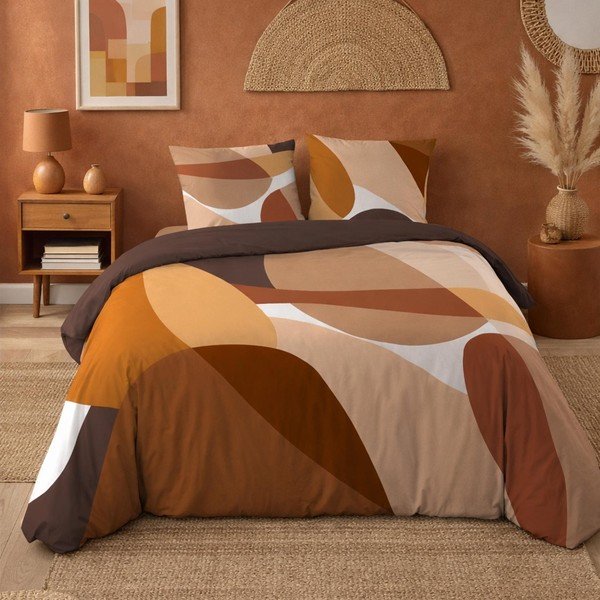 Brūna divguļamā trīsdaļīga kokvilnas gultas veļa 200x200 cm Boogie – douceur d'intérieur-image-3