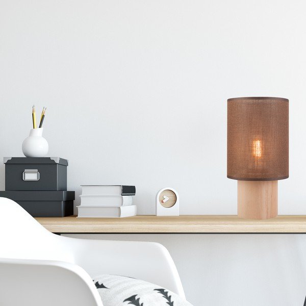 Brūna galda lampa ar auduma abažūru (augstums 30 cm) Ari – LAMKUR-image-1