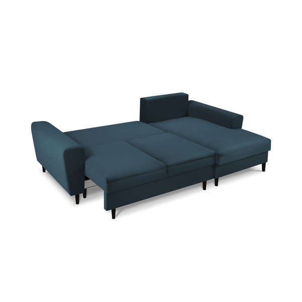 Tumši zils velveta salokāms stūra dīvāns ar uzglabāšanas vietu (ar labo stūri/ar zvilni) Kyoto – Cosmopolitan Design-image-2
