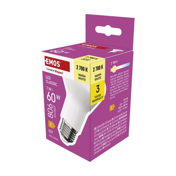 Silti balta LED spuldze ar E27 spuldžu ietveri, 7 W – EMOS-image-3