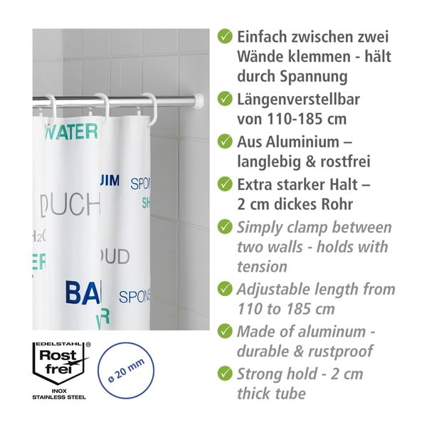 Sudraba krāsas dušas aizkaru stanga 110–185 cm – Wenko-image-3