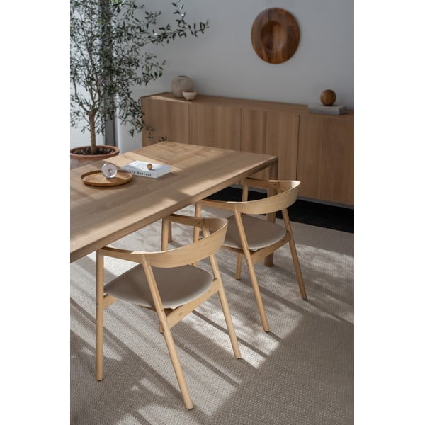 Ēdamistabas krēsls no ozola masīvkoka ar zili pelēku sēdekli Gazzda Muna-image-3