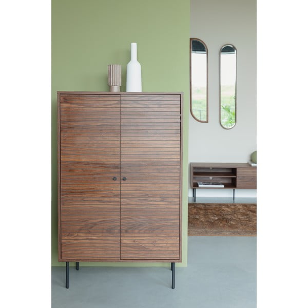 Brūns skapītis ar riekstkoka imitāciju 80x130x40 cm Stripes – White Label-image-1