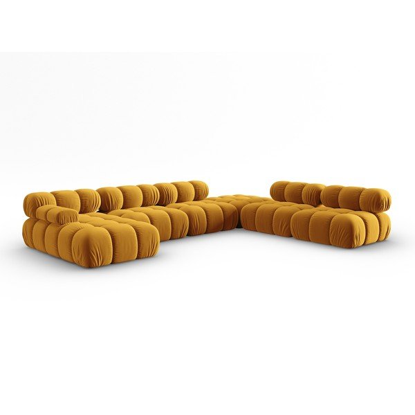 Dzeltens samta dīvāns 379 cm Bellis – Micadoni Home-image-3