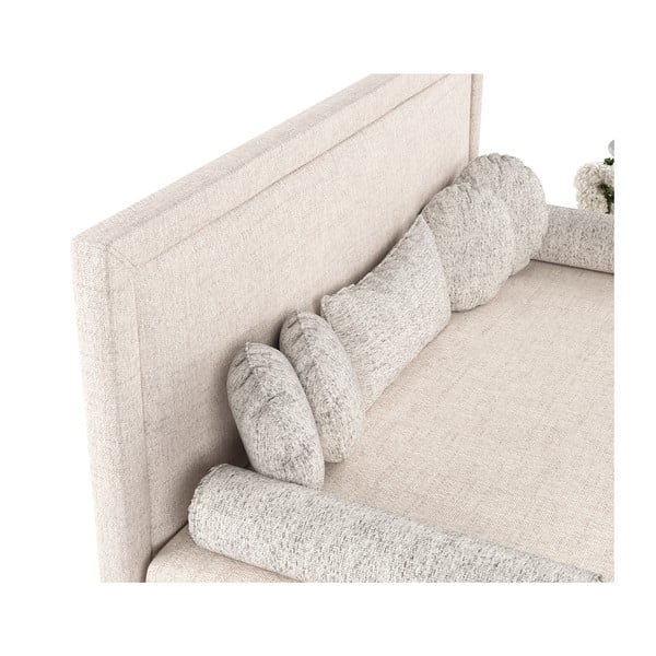 Bēša polsterēta vienvietīga gulta 80x200 cm Scala – Maison de Rêve-image-1