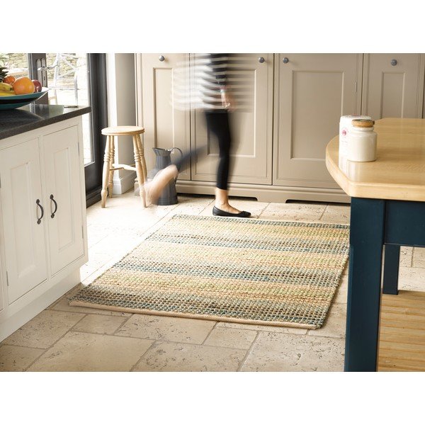 Jūras zāles, džutas un kokvilnas paklājs Flair Rugs Zils, 80 x 150 cm-image-1