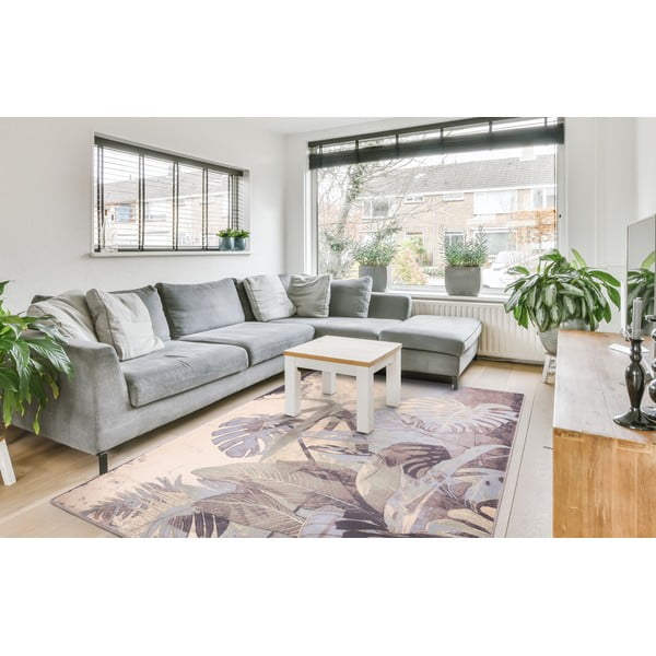 Pelēks/krēmkrāsas vilnas paklājs 160x240 cm Plants – Agnella-image-1