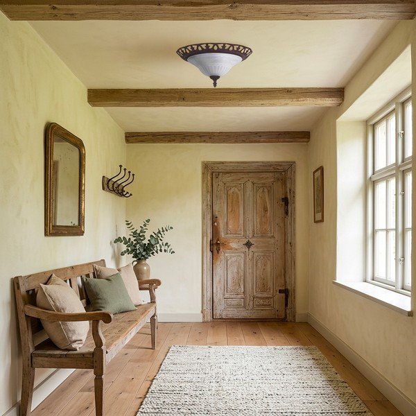 Tumši brūna griestu lampa ar stikla abažūru ø 38 cm Rustica – Trio-image-1