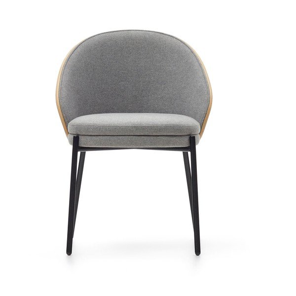 Pelēks/dabīga toņa polsterēts ēdamistabas krēsls Eamy – Kave Home-image-2