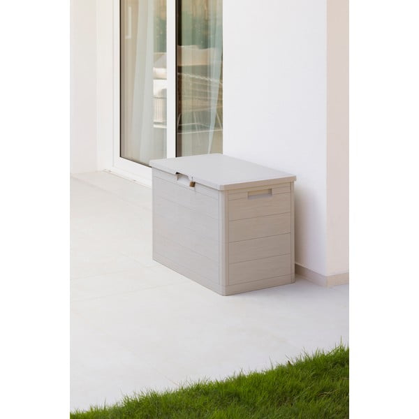 Gaiši pelēka plastmasas dārza uzglabāšanas kaste Woodys – Toomax-image-2