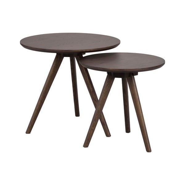 Apaļš sānu galdiņš ar ozolkoka imitācijas galda virsmu ø 50 cm Yumi – Rowico-image-2