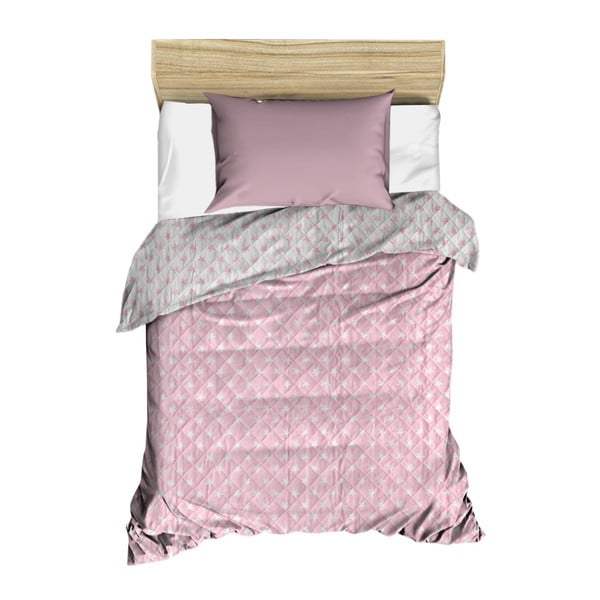 Rozā stepēts gultas pārklājs Amanda, 160 x 230 cm