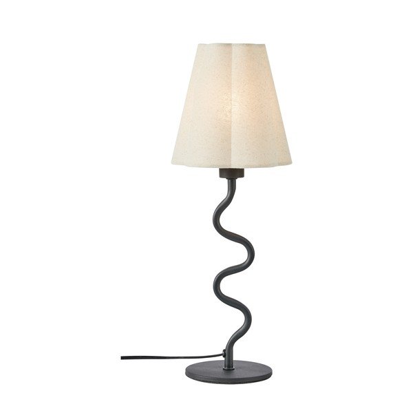 Bēša metāla galda lampa ar auduma abažūru (augstums 41 cm) Veya – Markslöjd