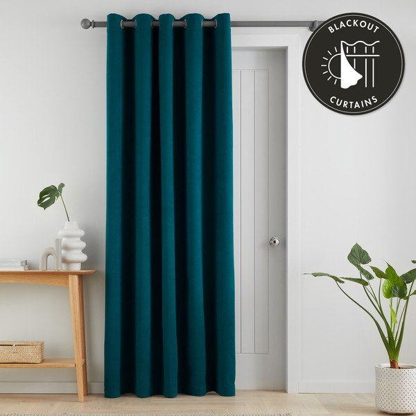 Tirkīzzils gaismu necaurlaidīgs aizkars durvīm 117x213 cm Wilson – Catherine Lansfield-image-4