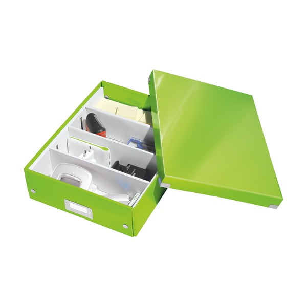 Zaļa kartona uzglabāšanas kaste ar vāku 28x37x10 cm Click&Store – Leitz