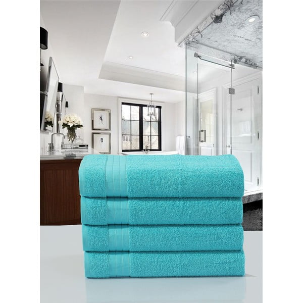 Tirkīzzili kokvilnas dvieļi (4 gab.) 50x100 cm – Good Morning-image-1