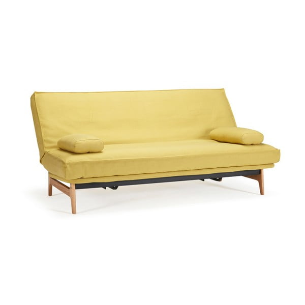 Dzeltens izlaižams dīvāns ar noņemamu pārvalku Innovation Aslak Elegant Soft Mustard Flower, 81 x 200 cm