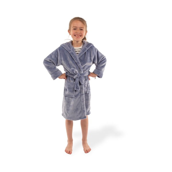 Zils mikroplīša bērnu halāts Delux – Tiseco Home Studio-image-2