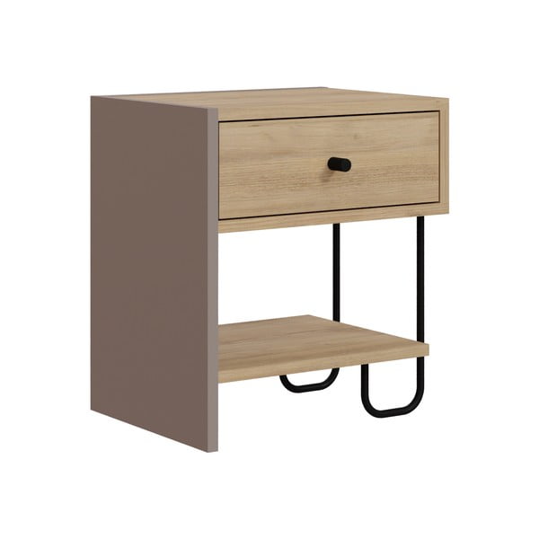 Naktsskapītis ar ozolkoka imitāciju ar plauktiem Saturne – Marckeric