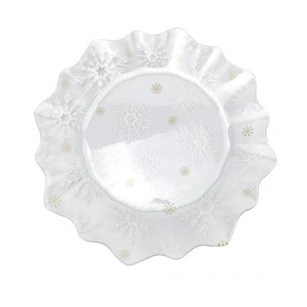 Servēšanas stikla šķīvis ar Ziemassvētku motīvu ø 19,5 cm Frosty Flakes – Dakls