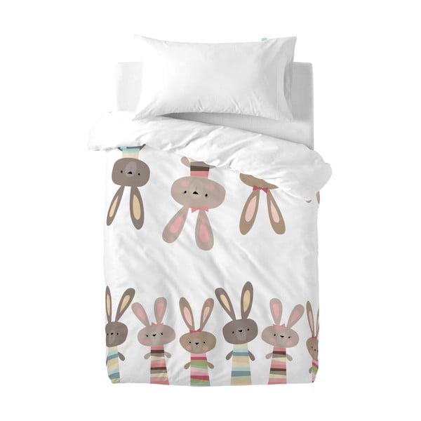 Bērnu kokvilnas gultasveļa Moshi Moshi Rabbit Family, 100 x 120 cm