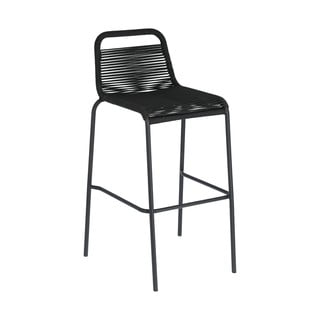 Melns bāra krēsls ar tērauda konstrukciju Kave Home Glenville, augstums 74 cm