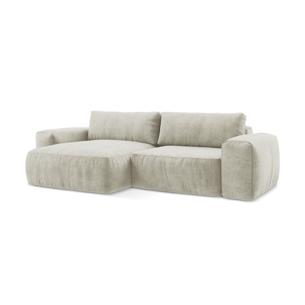 Bēšs salokāms stūra dīvāns no šenila auduma (ar kreiso stūri/ar zvilni) Kuki – Makamii-image-2